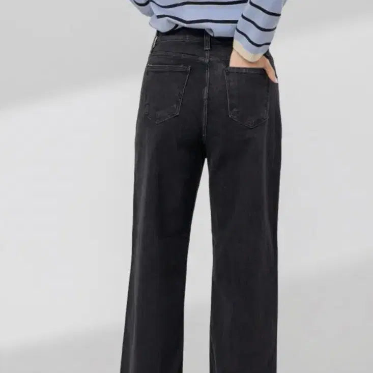[BUNJANG] Wide Black Denim Pants (Size M) / 여성 와이드 흑청 바지 팬츠 m사이즈