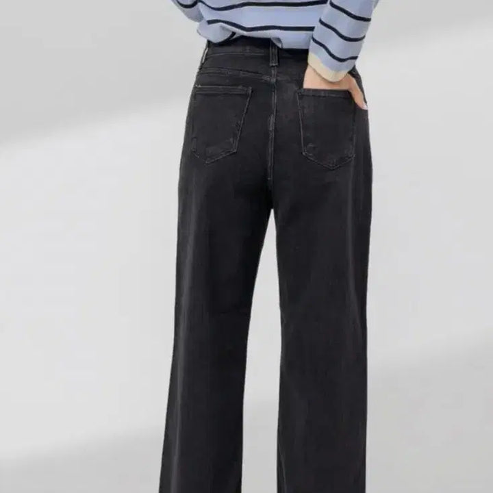 [BUNJANG] Wide Black Denim Pants (Size M) / 여성 와이드 흑청 바지 팬츠 m사이즈
