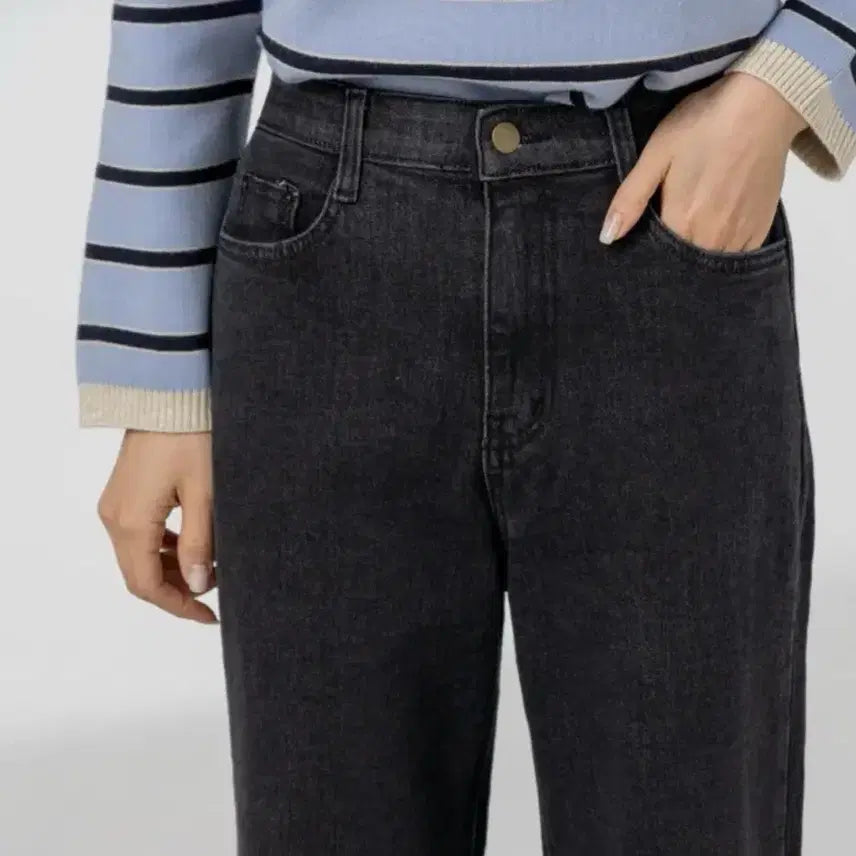 [BUNJANG] Wide Black Denim Pants (Size M) / 여성 와이드 흑청 바지 팬츠 m사이즈