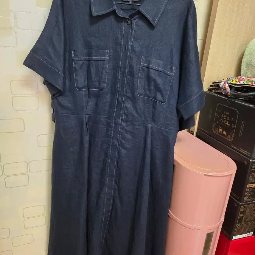 [BUNJANG] Aquascutum Linen Dress Navy / 아쿠아스큐텀 린넨 원피스 네이비