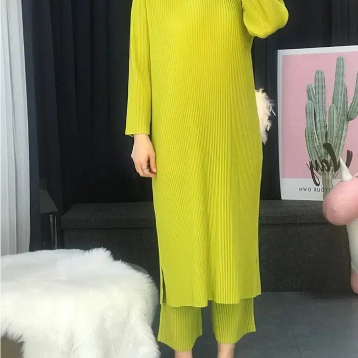 [BUNJANG] Pleated New Collar Long Dress / 플리츠 뉴카라 롱원피스