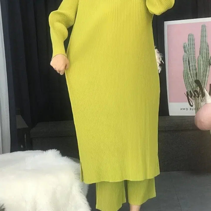 [BUNJANG] Pleated New Collar Long Dress / 플리츠 뉴카라 롱원피스