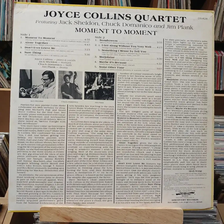[BUNJANG] Joyce Collins Quartet Moment to Moment LP / 재즈 피아니스트 조이스 콜린스 쿼텟 Moment To Moment LP