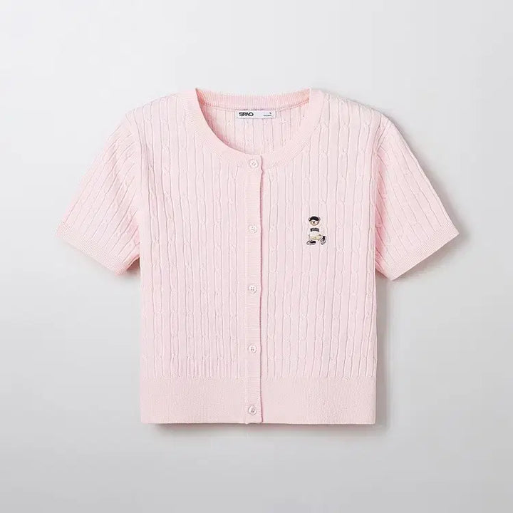[BUNJANG] Spao Woody Cable Crop Summer Cardigan - Pink / 스파오 우디 케이블 크롭 여름 반팔 가디건 핑크 만원샵