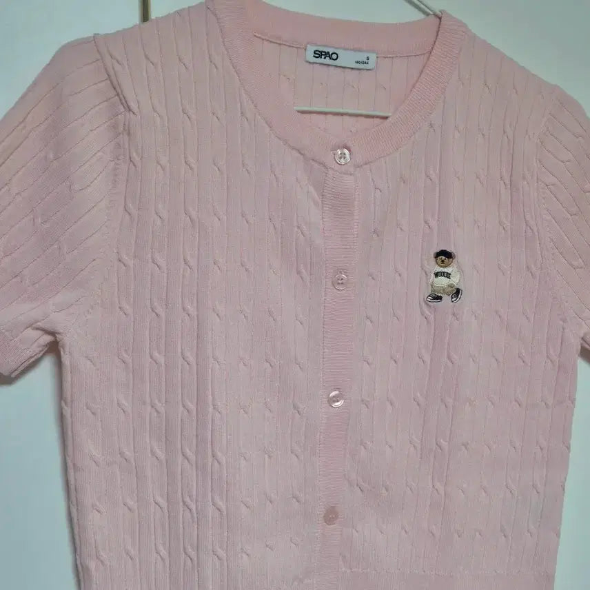 [BUNJANG] Spao Woody Cable Crop Summer Cardigan - Pink / 스파오 우디 케이블 크롭 여름 반팔 가디건 핑크 만원샵