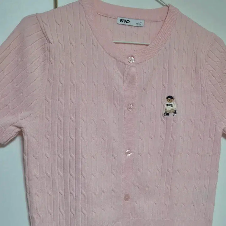 [BUNJANG] Spao Woody Cable Crop Summer Cardigan - Pink / 스파오 우디 케이블 크롭 여름 반팔 가디건 핑크 만원샵