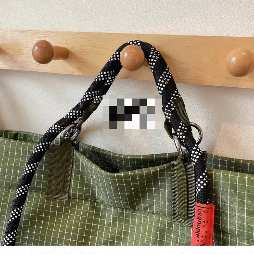 [BUNJANG] Stirrup Check Tote Bag / 로프 핸들 스티랩 체크 토트백 숄더백 겸용 (새제품)
