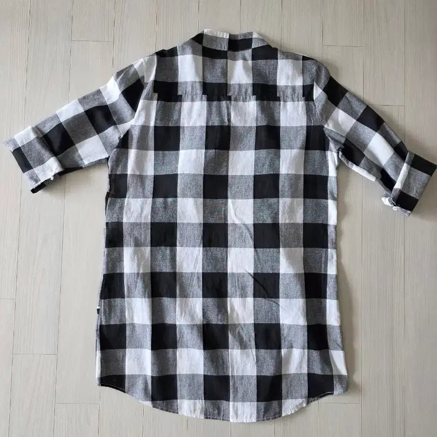 [BUNJANG] Black and White Check Long Sleeve Shirt / 체크 롱 셔츠