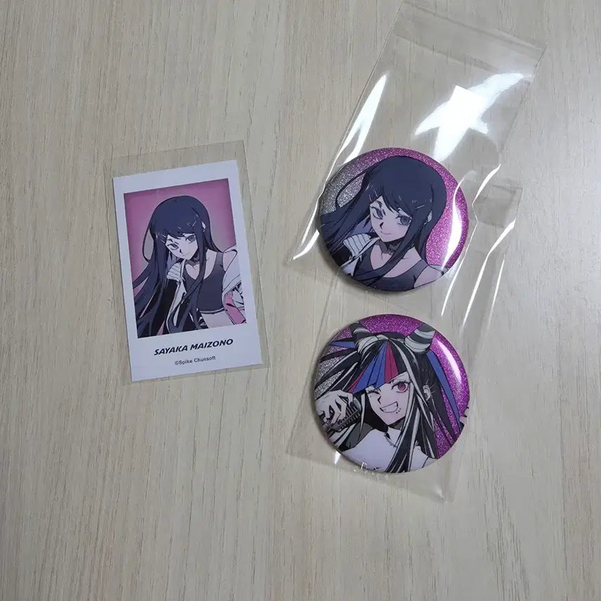 [BUNJANG] Danganronpa Round 1 Glitter Can Badge &amp; Cheki Photocard / 단간론파 라운드원 글리터 캔뱃지 체키 포카 포토카드 마이조노 이부키