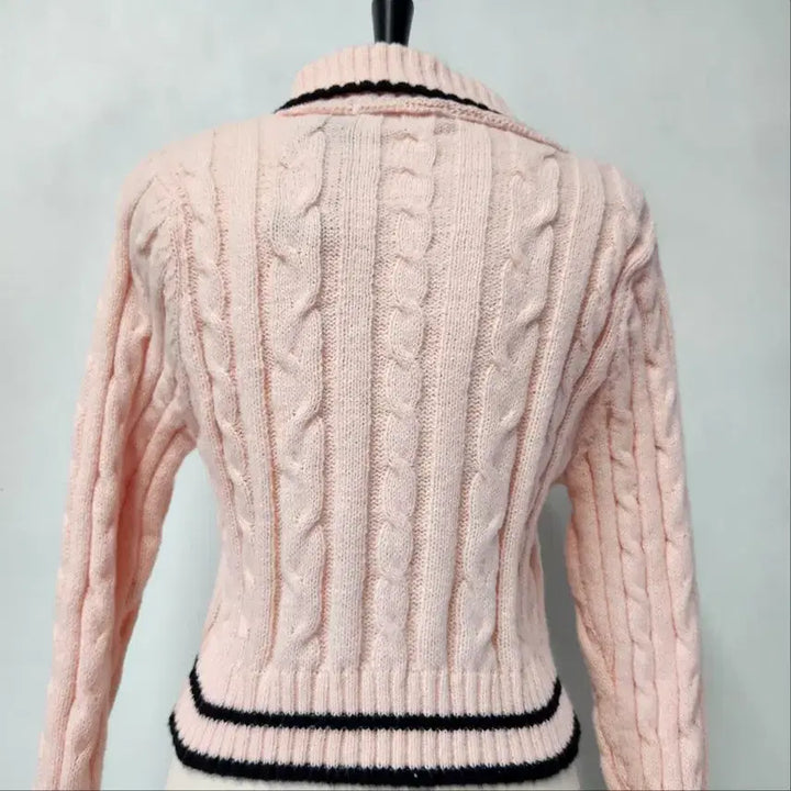 [BUNJANG] BNX Jewel Button Cable Cropped Cardigan / [새상품] BNX 보석 버튼 꽈배기 크롭 가디건 FREE