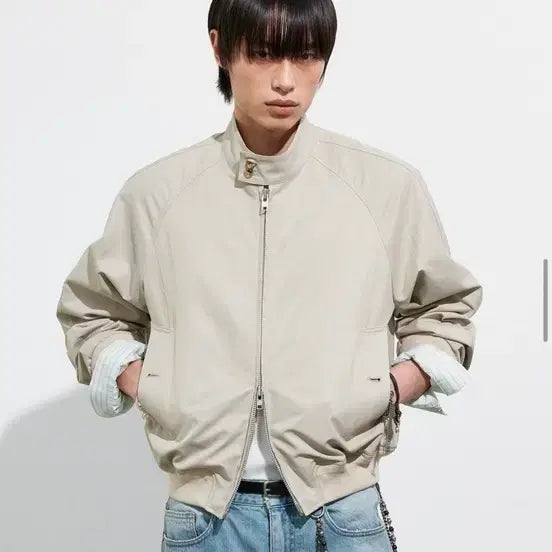 [BUNJANG] Alene Structure Harrington Blouson Beige Size 2 / [2]알렌느 스트럭쳐 해링턴 블루종 베이지(새상품)