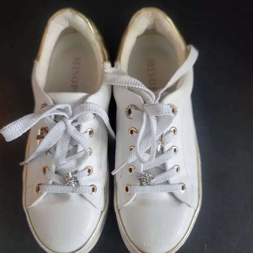[BUNJANG] MISOPE White Gold Point Sneakers (230cm) / 미소페 화이트 골드 포인트 스니커즈(230cm)