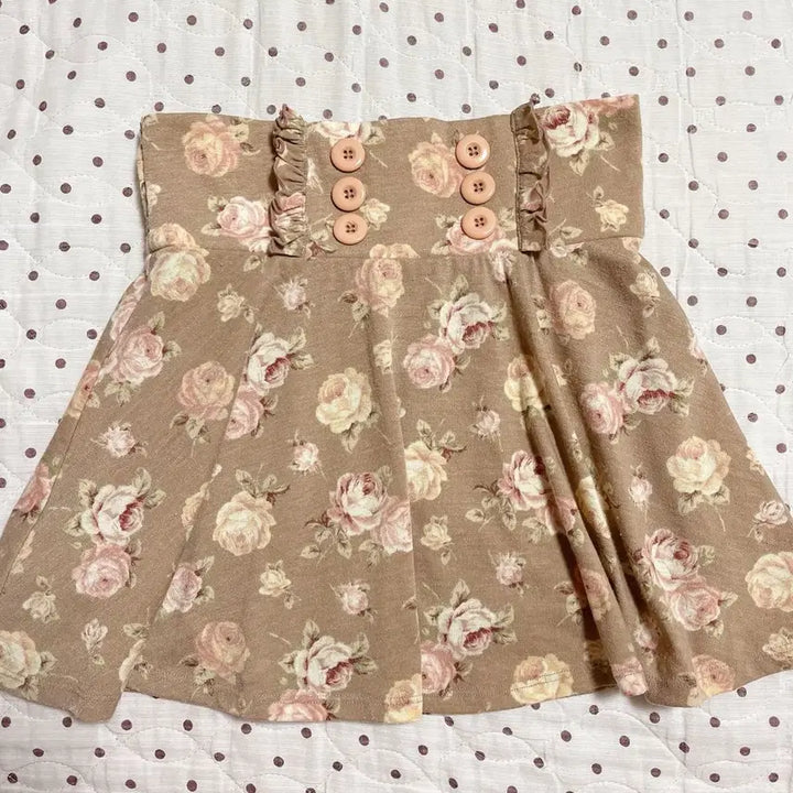 [BUNJANG] Lizlisa Latte Brown Beige Floral Skirt / 리즈리사 라떼 브라운 베이지 플로럴 스커트 치마 큐롯 히메 갸루 러블리