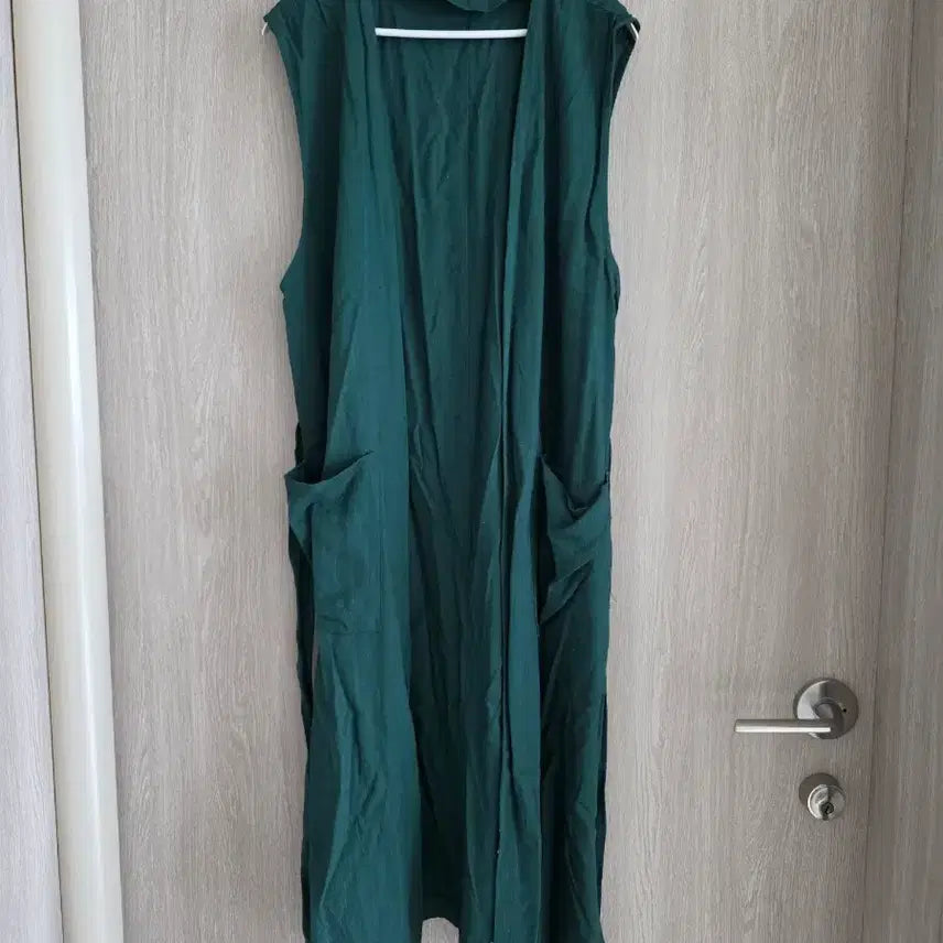 [BUNJANG] Deep Green Linen Long Vest / 딥그린 린넨 롱 베스트 FREE