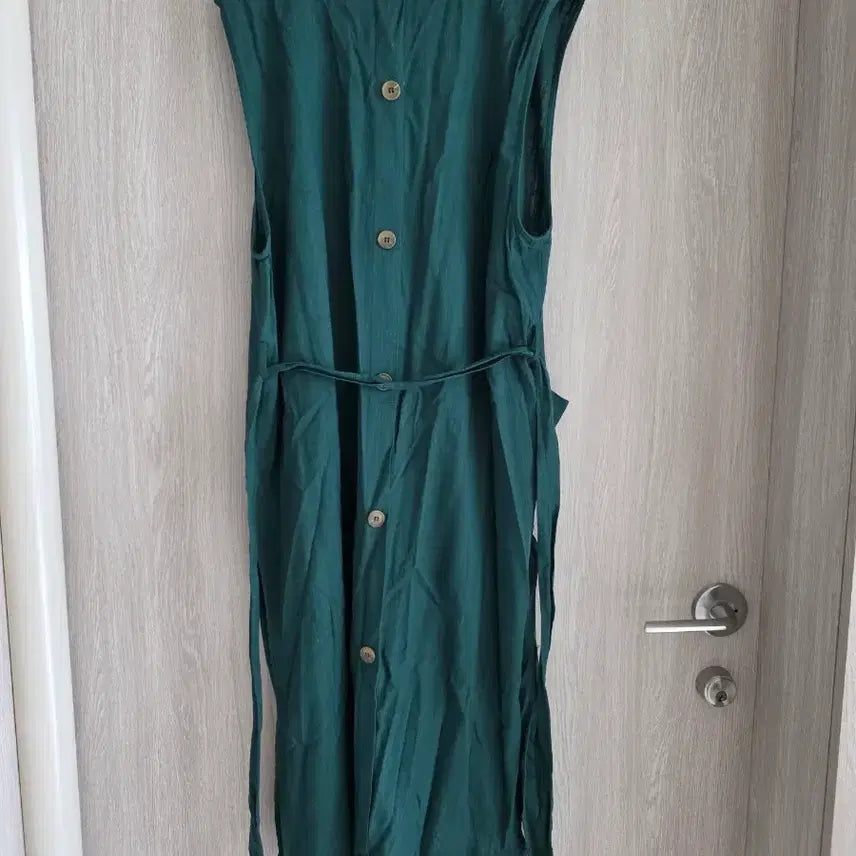 [BUNJANG] Deep Green Linen Long Vest / 딥그린 린넨 롱 베스트 FREE