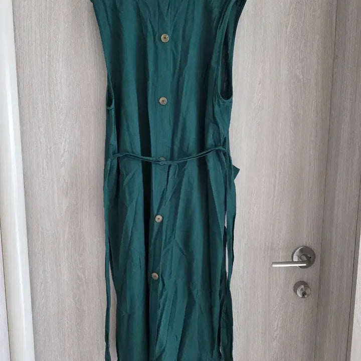 [BUNJANG] Deep Green Linen Long Vest / 딥그린 린넨 롱 베스트 FREE
