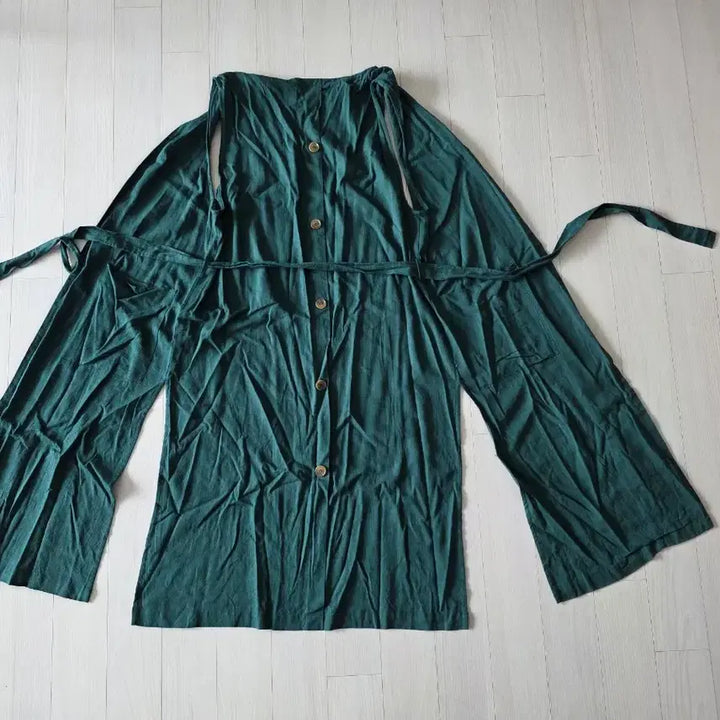 [BUNJANG] Deep Green Linen Long Vest / 딥그린 린넨 롱 베스트 FREE