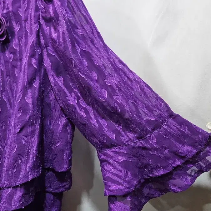 [BUNJANG] Japanese Purple Jacquard Chiffon Body Suit Blouse / 일본제 쨍한보라 자가드쉬폰 바디수트 캉캉블라우스 ss4