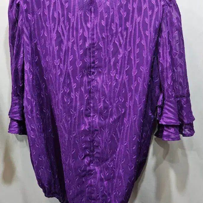 [BUNJANG] Japanese Purple Jacquard Chiffon Body Suit Blouse / 일본제 쨍한보라 자가드쉬폰 바디수트 캉캉블라우스 ss4