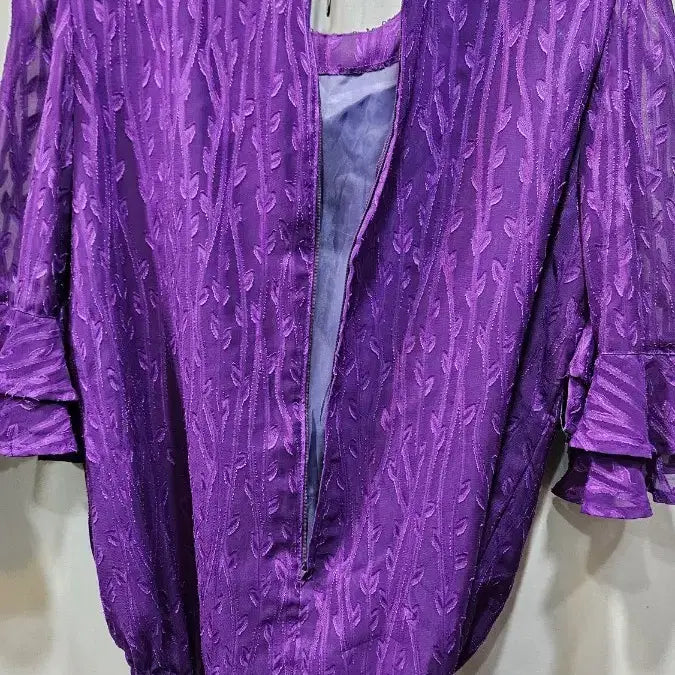 [BUNJANG] Japanese Purple Jacquard Chiffon Body Suit Blouse / 일본제 쨍한보라 자가드쉬폰 바디수트 캉캉블라우스 ss4