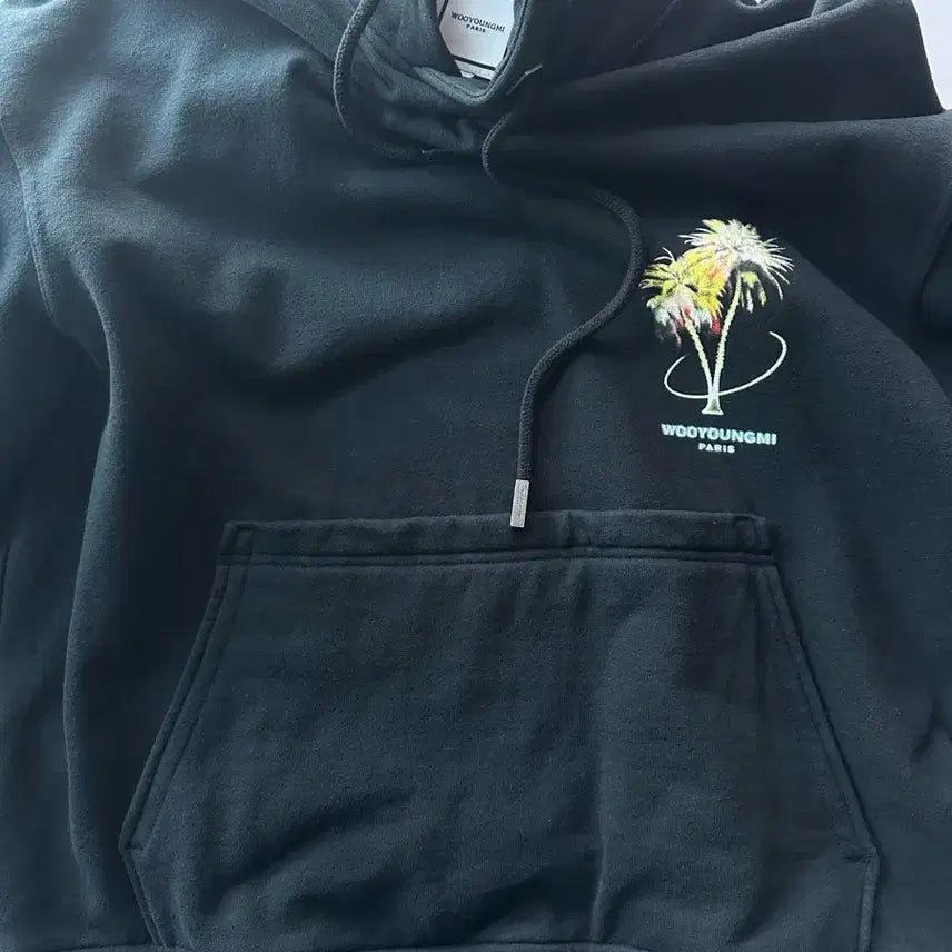 [SOLD OUT] 우영미 야자수 후드 티셔츠 블랙 - 25SS