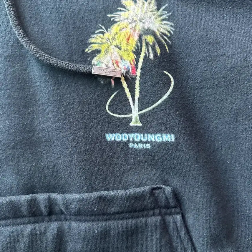 [SOLD OUT] 우영미 야자수 후드 티셔츠 블랙 - 25SS