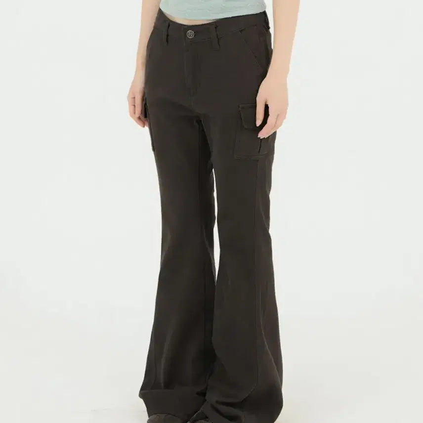 [BUNJANG] Mireco Button Low Boots-Cut Pants Brown / 미레코 BUTTON LOW BOOTS-CUT PT BROWN 부츠컷