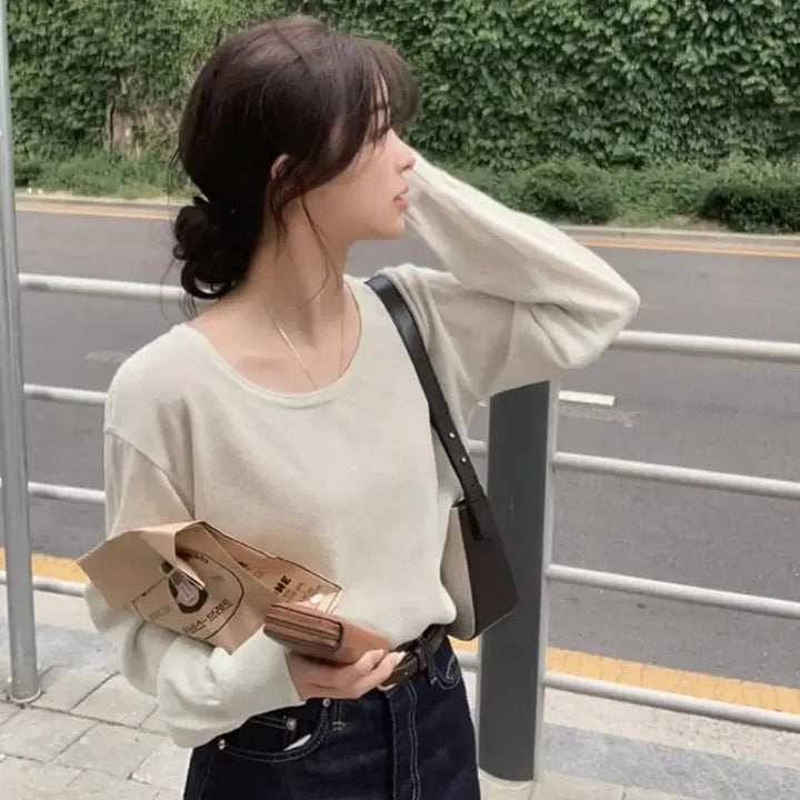 [BUNJANG] Slow and Lovely Summer Linen Rolling Knit Top / 슬로우앤드 여리핏 썸머린넨 롤링니트 포그그린