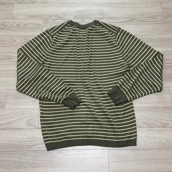 [BUNJANG] After Pray Striped Henley Neck Khaki Shirt / [M] 애프터프레이 스트라이프 헨리넥 카키