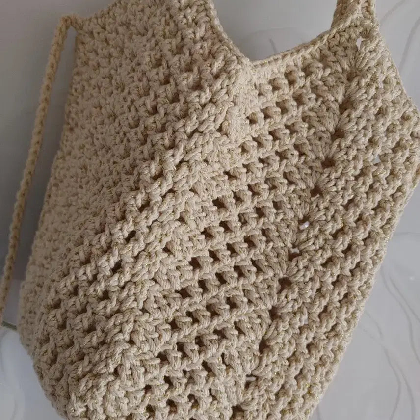 [BUNJANG] Handmade Ivory Granny Square Crochet Bag / 핸드메이드 코바늘 그래니스퀘어 가방
