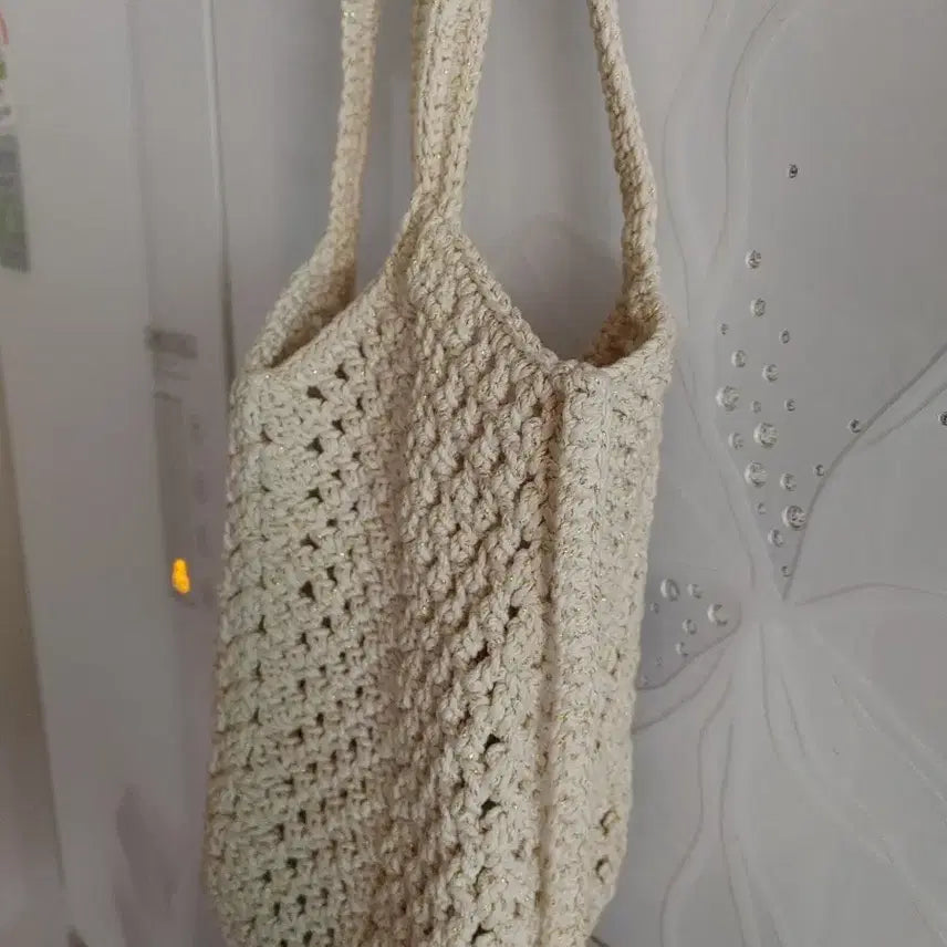 [BUNJANG] Handmade Ivory Granny Square Crochet Bag / 핸드메이드 코바늘 그래니스퀘어 가방