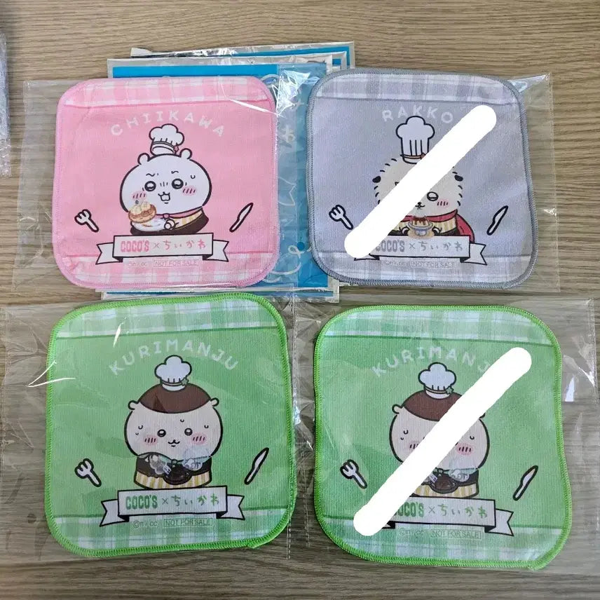 [BUNJANG] Chiikawa x Cocos Collaboration Handkerchief - Kurimanjyu &amp; Rakko / 치이카와 코코스 콜라보 손수건 쿠리만쥬 랏코