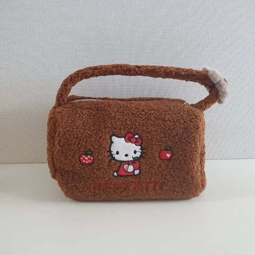 [BUNJANG] Hello Kitty Brown Teddy Fleece Tote Bag / 헬로키티 브라운 토트백