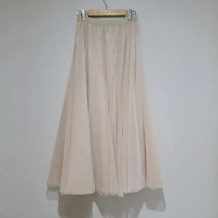 [BUNJANG] Beige Maxi Flare Tulle Skirt / 풍성 베이지 샤 맥시 플레어 스커트