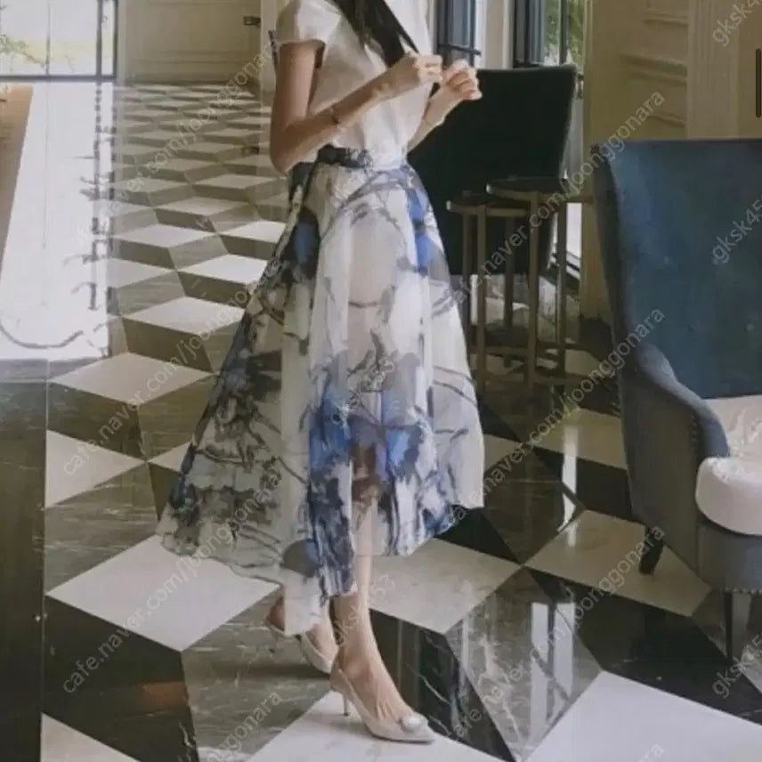 [BUNJANG] Labelle Blanc Grand Blue Skirt / 라벨르블랑 그랑 블루 스커트