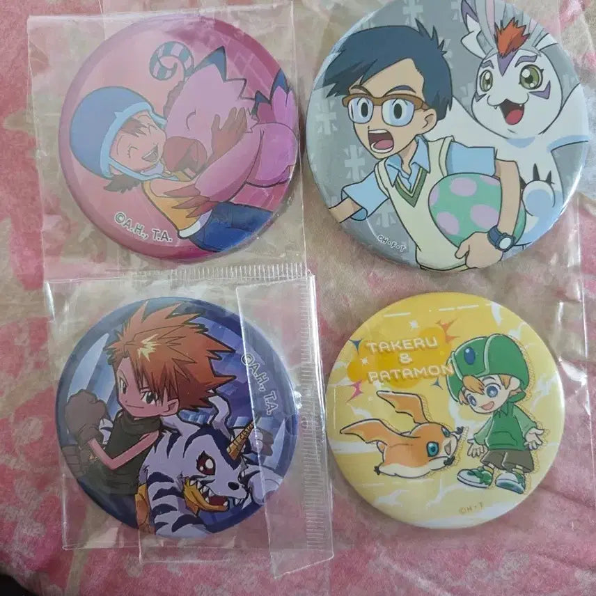 [BUNJANG] Digimon Adventure Character Badges Bundle Set / 디지몬 어드벤처 캐릭터 뱃지 4종 일괄판매