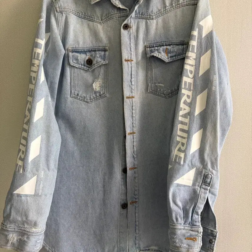 [BUNJANG] Off-White Temperature Denim Shirt Jacket / 오프화이트 데님 셔츠 자켓 TEMPERATURE 미듐 사이즈