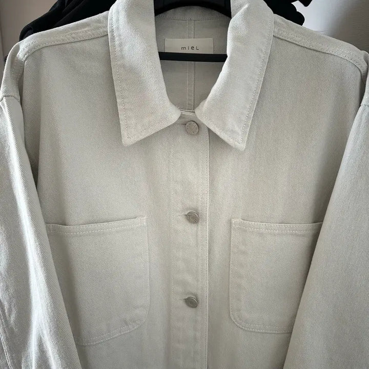 [BUNJANG] Miel Art Denim Jacket (Work Jacket) - Ivory / 미엘 아트 데님 자켓(워크자켓) 아이보리