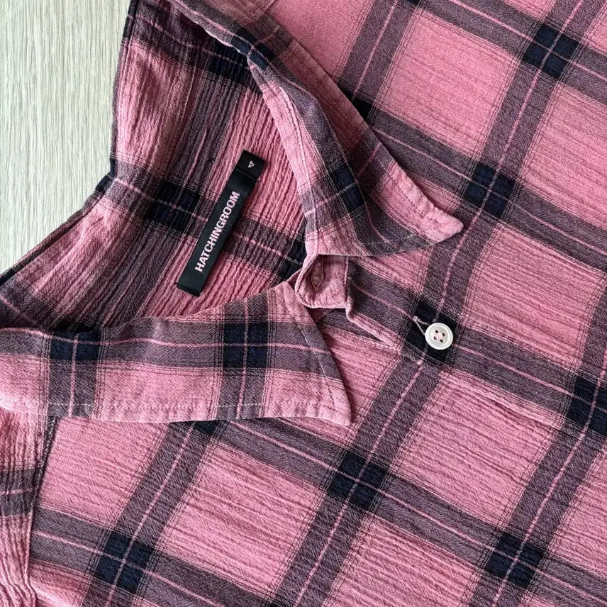 [BUNJANG] Hatching Room Overdyed Pink Short Sleeve Shirt / [4] 해칭룸 오버다이드 핑크 반팔 셔츠
