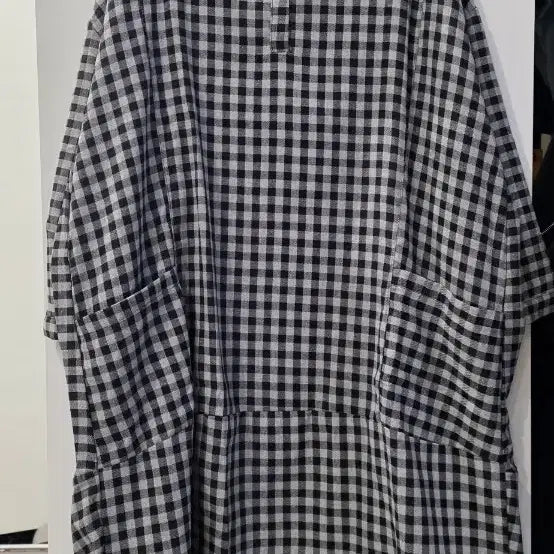 [BUNJANG] Gingham Check Shirt Dress Black / 깅엄 체크 셔츠 원피스 블랙