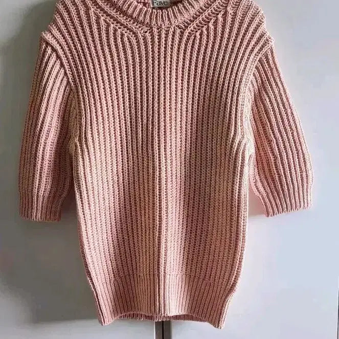 [BUNJANG] Fave Pink Knit Short Sleeve T-shirt / Fave 핑크 고급니트 반팔 티셔츠