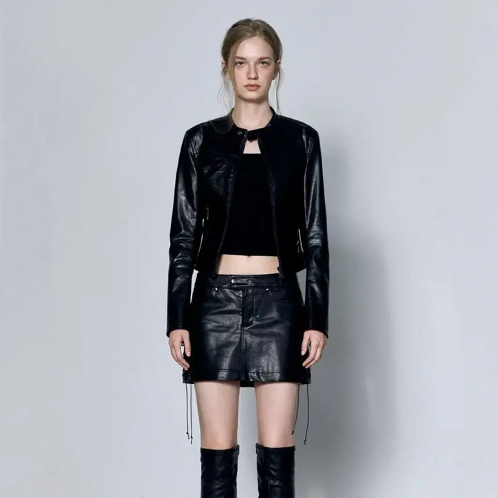 [BUNJANG] Rheme Black Cropped Leather Jacket M / 리임 rheme cropped leather jacket 블랙 M