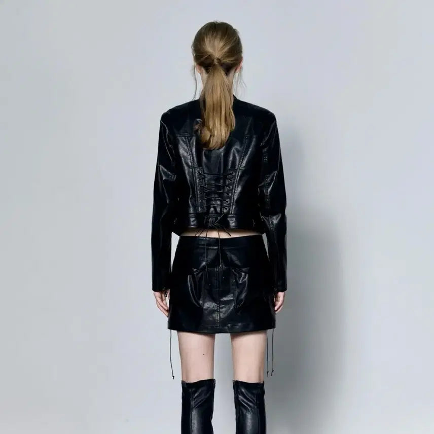 [BUNJANG] Rheme Black Cropped Leather Jacket M / 리임 rheme cropped leather jacket 블랙 M