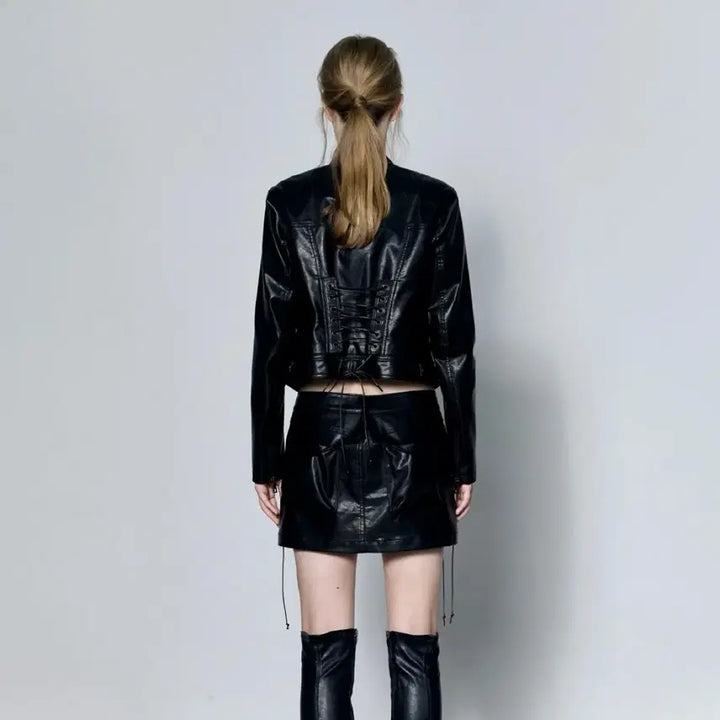 [BUNJANG] Rheme Black Cropped Leather Jacket M / 리임 rheme cropped leather jacket 블랙 M