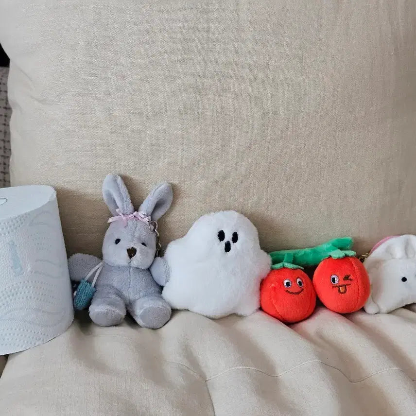 [BUNJANG] Bundle Set of 6 Adorable Plush Keychains / 인형키링 6개 일괄 빵빵이, 맹구, 유령, 방토, 만두, 토끼