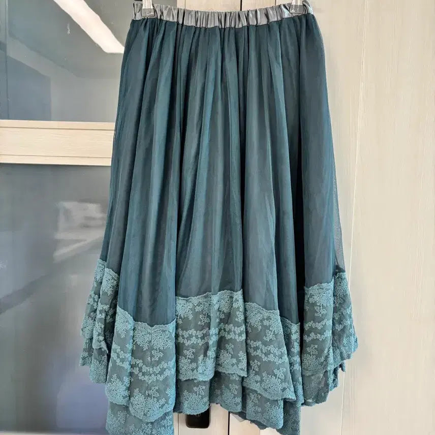 [BUNJANG] Vintage Lace Tiered Long Skirt / 빈티지의류_ 레이스 캉캉 롱 스커트
