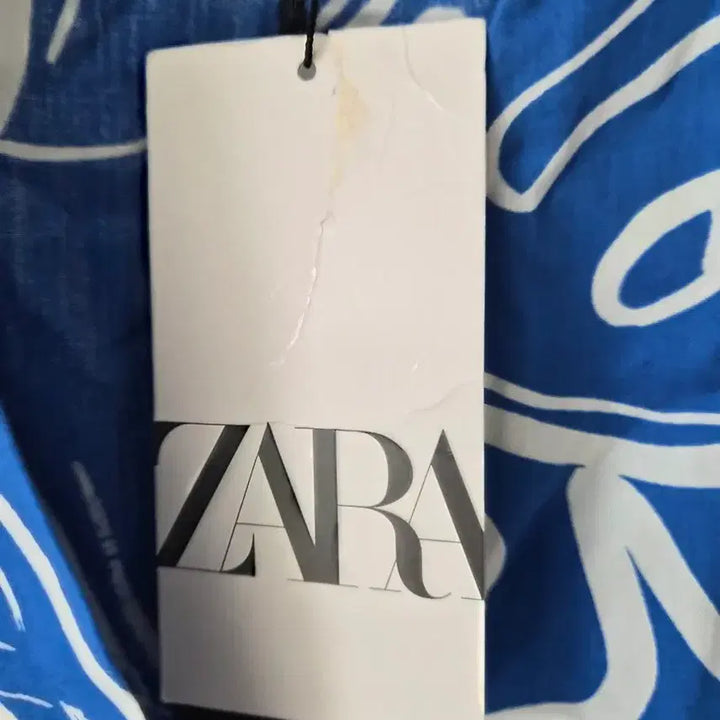 [BUNJANG] ZARA Blue Floral Pattern Short Sleeve Mini Dress / 자라 블루 플라워 패턴 반팔 원피스