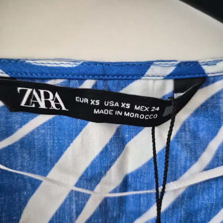[BUNJANG] ZARA Blue Floral Pattern Short Sleeve Mini Dress / 자라 블루 플라워 패턴 반팔 원피스