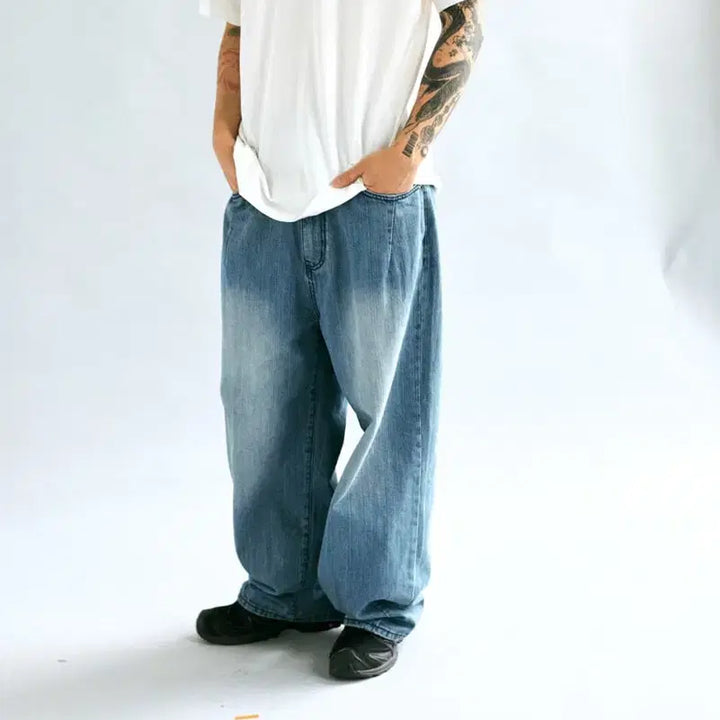 [BUNJANG] HAECHING ROOM Wide Jeans Washed Deep Blue / [4] 해칭룸 와이드 진 워시드 딥 블루