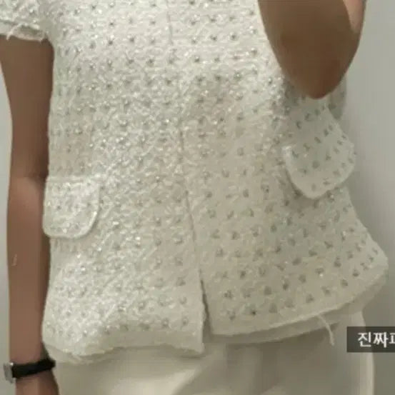 [BUNJANG] Zara White Glitter Structured Jacket / 자라 화이트 글리터 스트럭처 재킷
